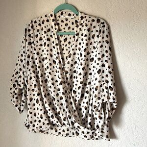All in Favor Leopard Print Blouse | 3/4 Sleeve | Size L | Casual/Work